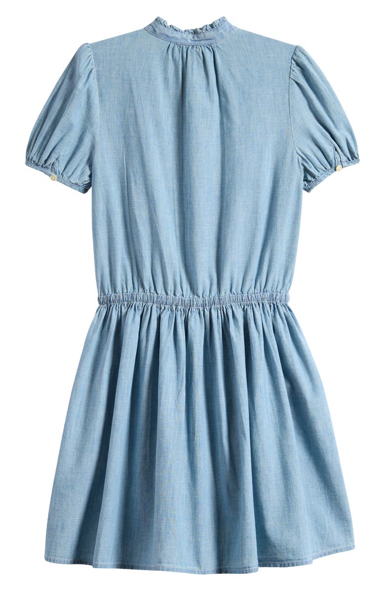 Ralph Lauren Kids' Cotton Chambray Puff Sleeve Dress, Alternate, color, 