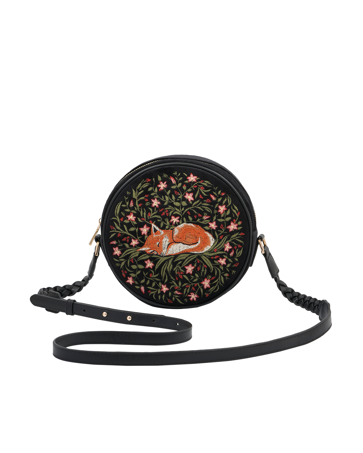 Fable England Sleepy Fox Circle Bag, Main, color, Black