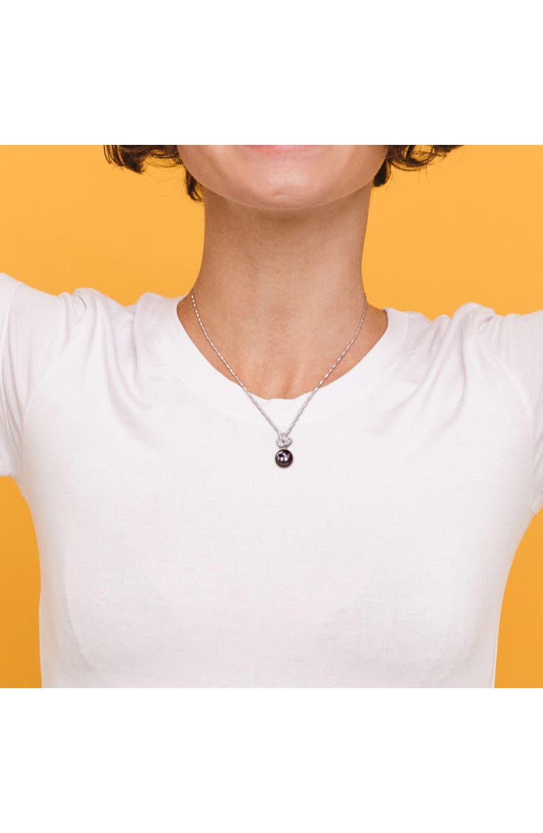 Julianna B. Tahitian Pearl & Diamond Leaf Drop Necklace 10k, Alternate, color, Pearl