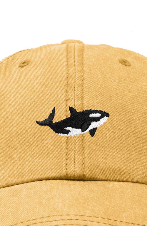Dalix Killer Whale Embroidered Dad Hat In Washed Gold
