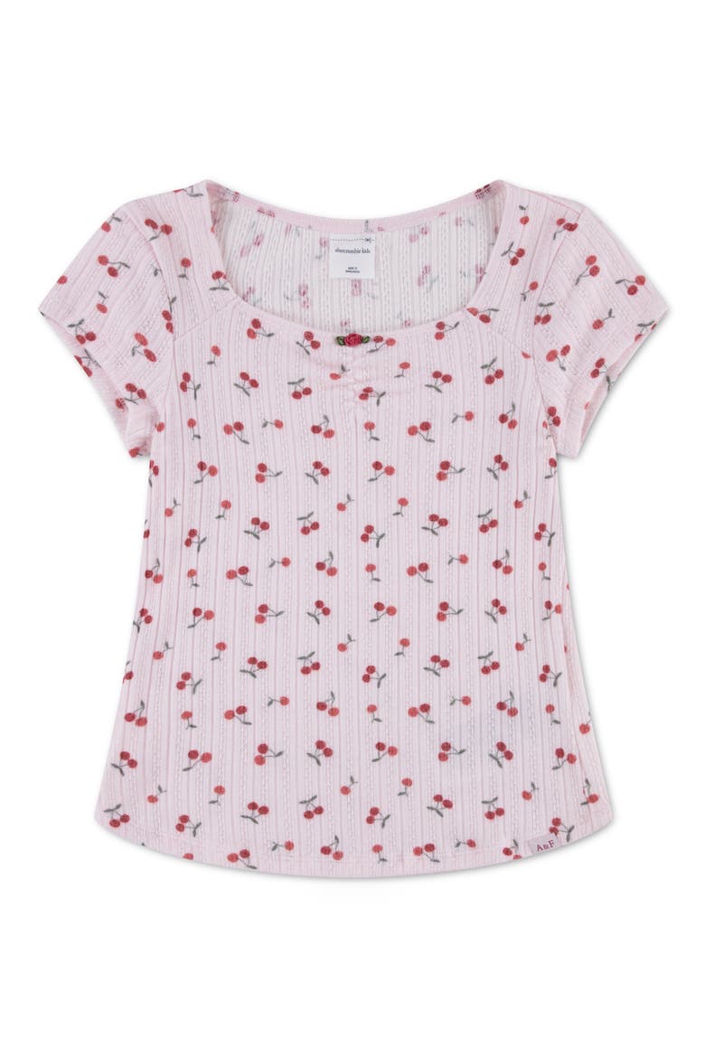 Kids' Pointelle Top, Main, color, CHERRY CLUSTER