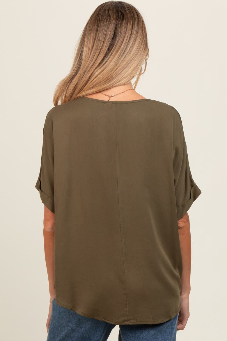 V-Neck Pin-Tuck Detail Top, Alternate, color, Olive Green