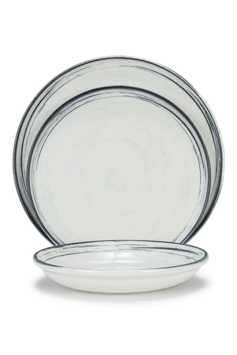 Waters Edge 16-Piece Dinnerware Set, Main, color, OFF-WHITE AND NAVY