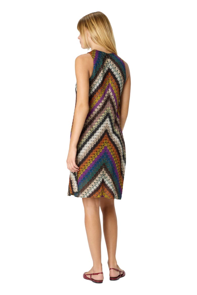 Crew Neck Mini Dress In Perforated Tulle Lace, Alternate, color, Multicoloured