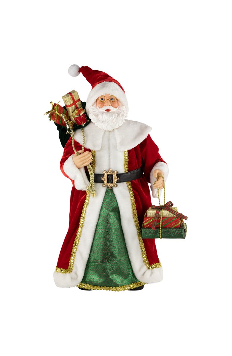 Northlight Nordic Style Santa Claus with Gifts Christmas Figure - 24", Main, color, Red