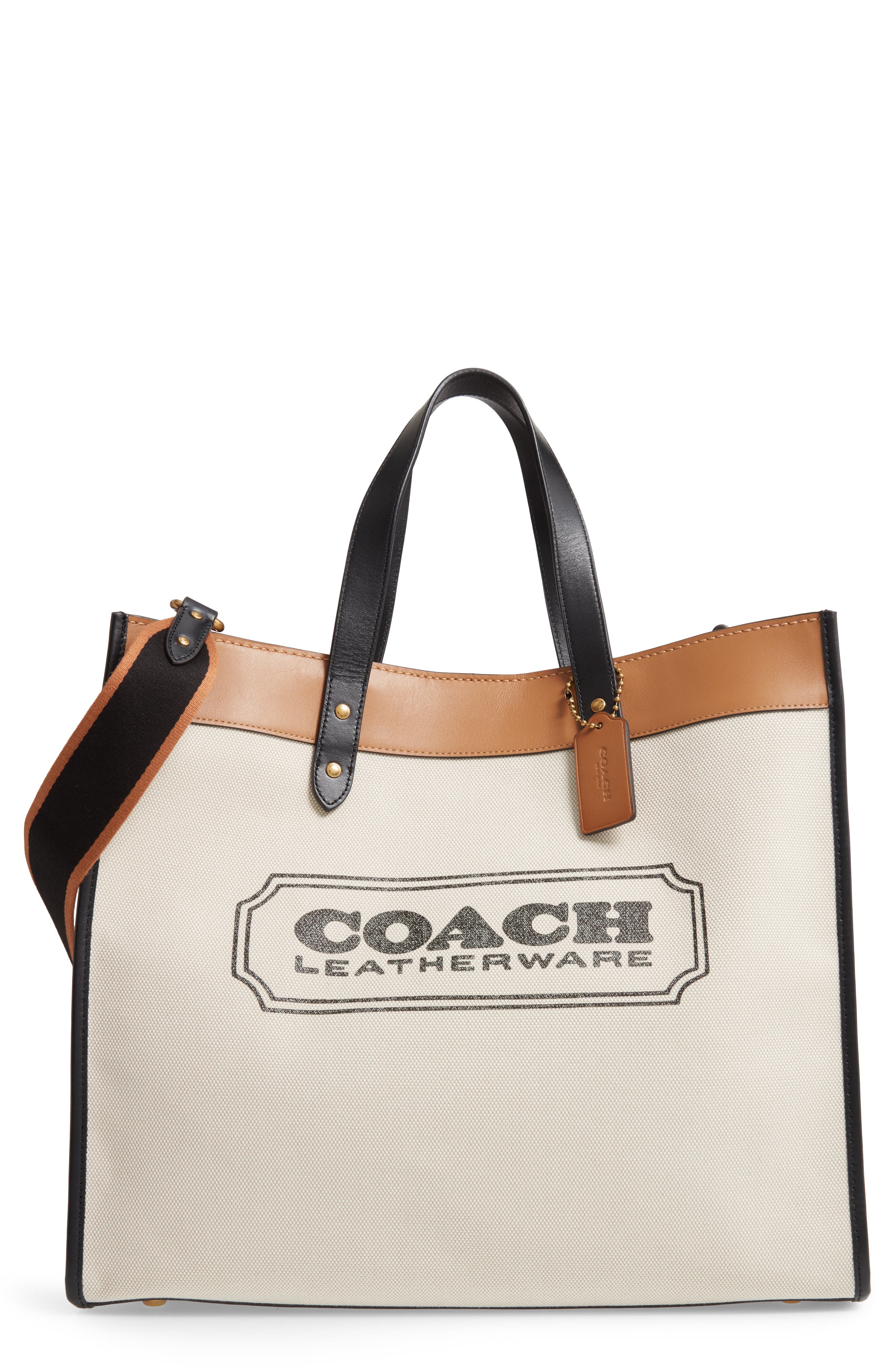 COACH Field Logo Canvas Tote, Main, color, 
