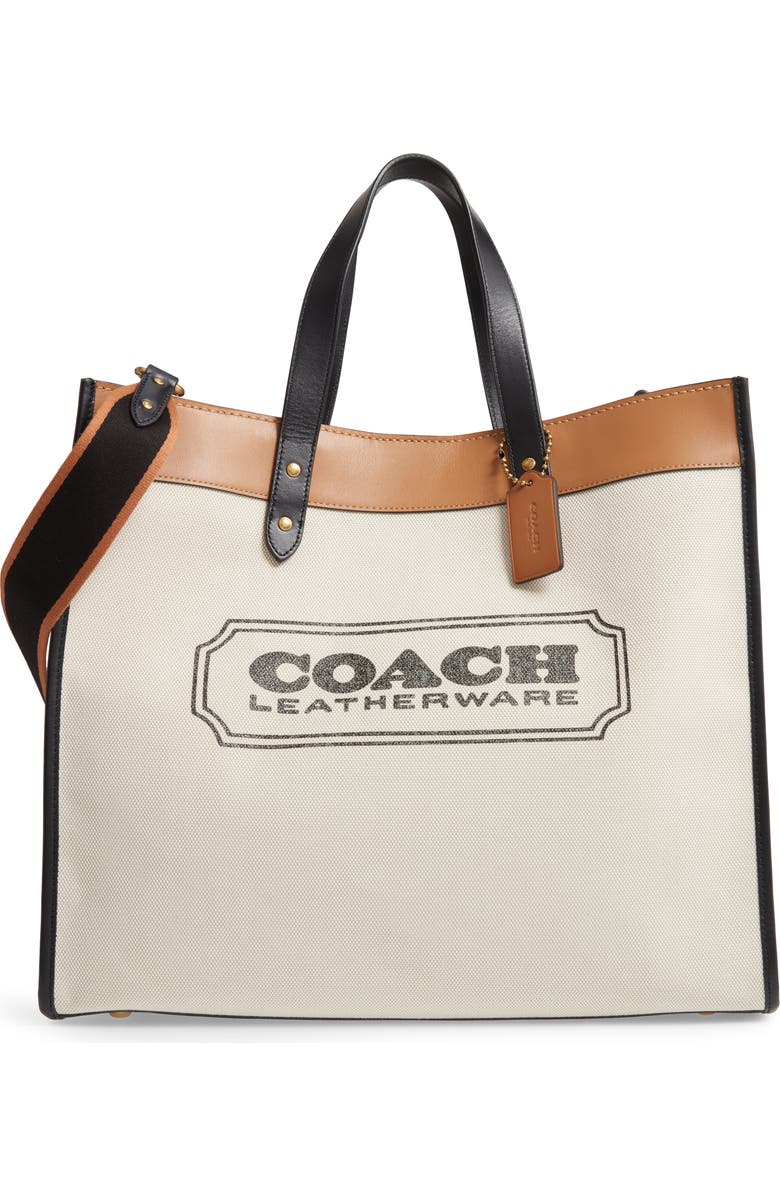 COACH Field Logo Canvas Tote, Main, color,