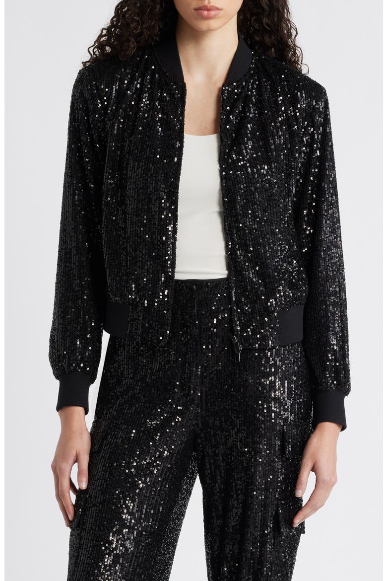 Sequin Bomber Jacket, Main, color, ANNE BLACK