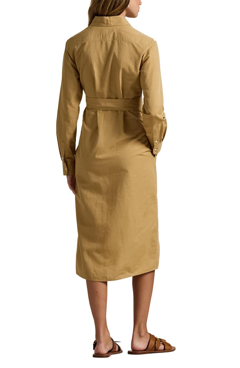 Polo Ralph Lauren Long Sleeve Linen Shirtdress, Alternate, color, Classic Camel