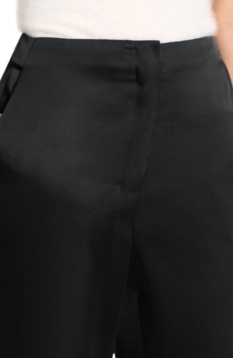 Theory Fluid Satin Wide Leg Pants, Alternate, color, Black