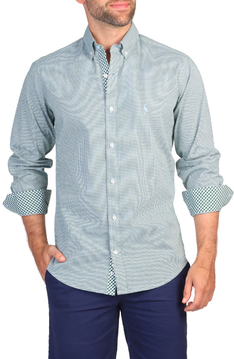 TailorByrd Micro Gingham Long Sleeve Button-Down Shirt, Alternate, color, 