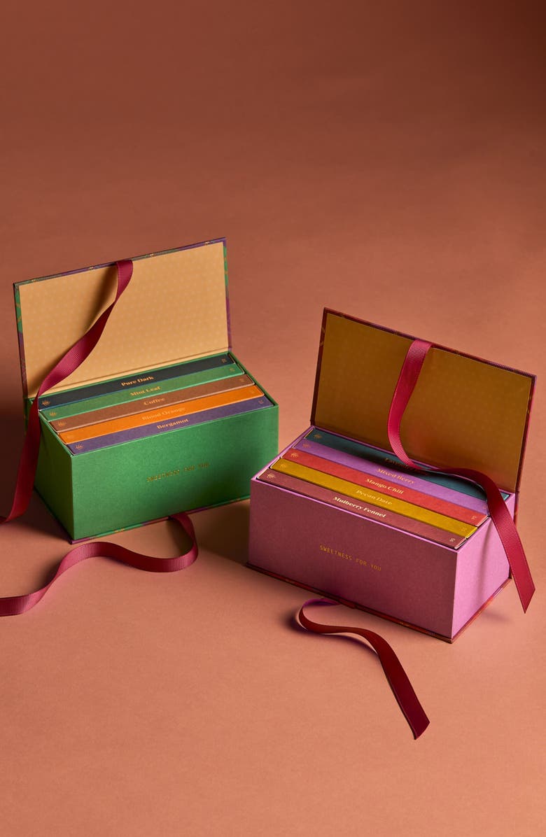 Spring & Mulberry Ultimate Holiday Collection Date Sweetened Dark Chocolate Bars 10-Piece Gift Box, Alternate, color, 