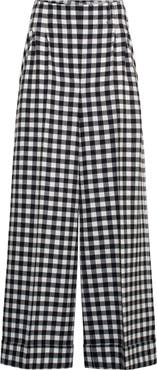Maison Common Wide Leg Plaid Pants With Cuff