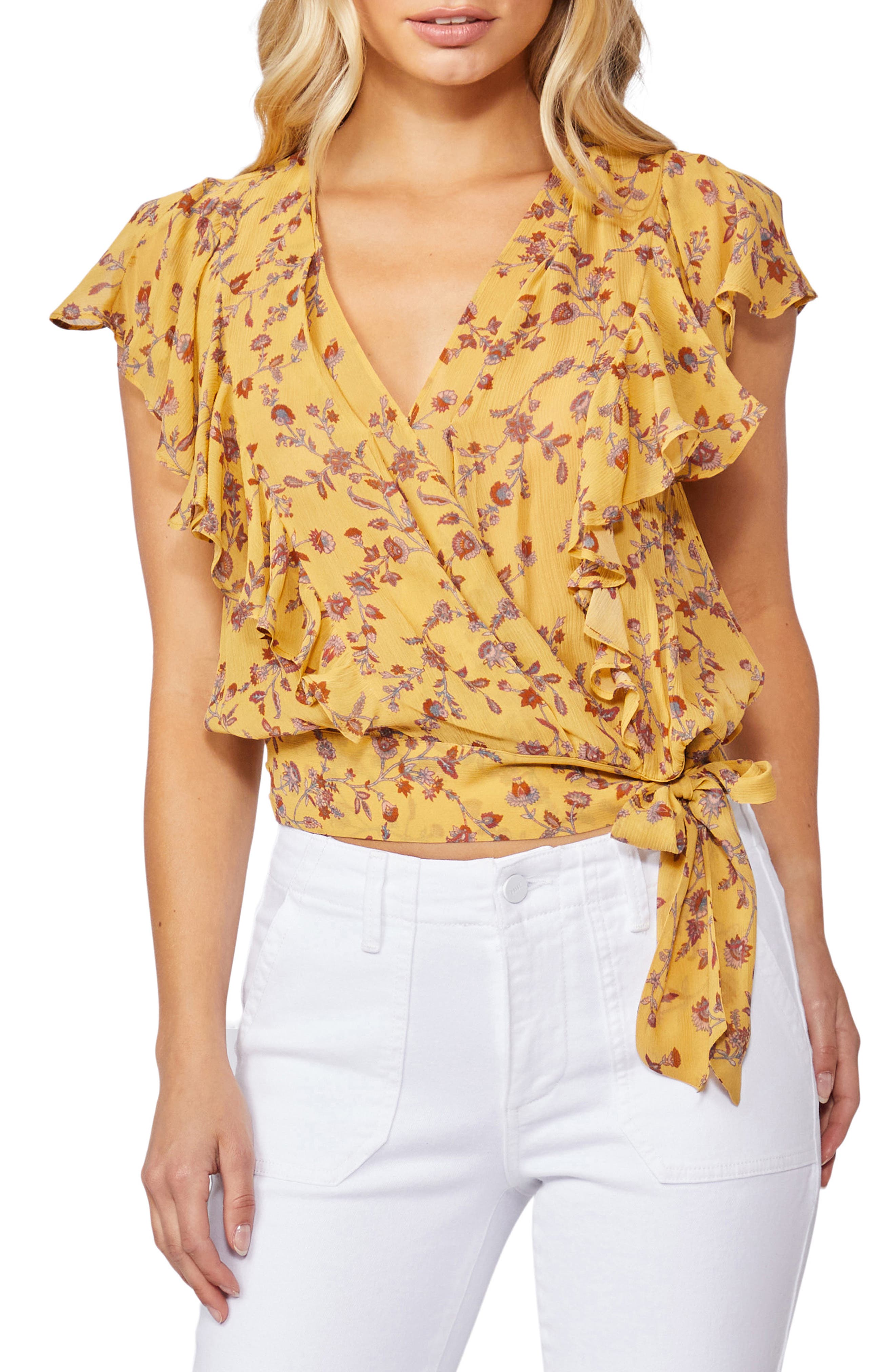Trista Floral Ruffle Silk Blouse