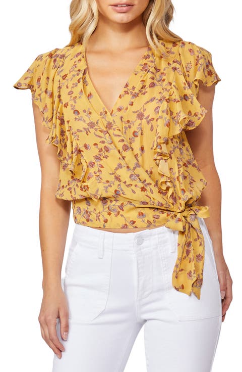 Trista Floral Ruffle Silk Blouse