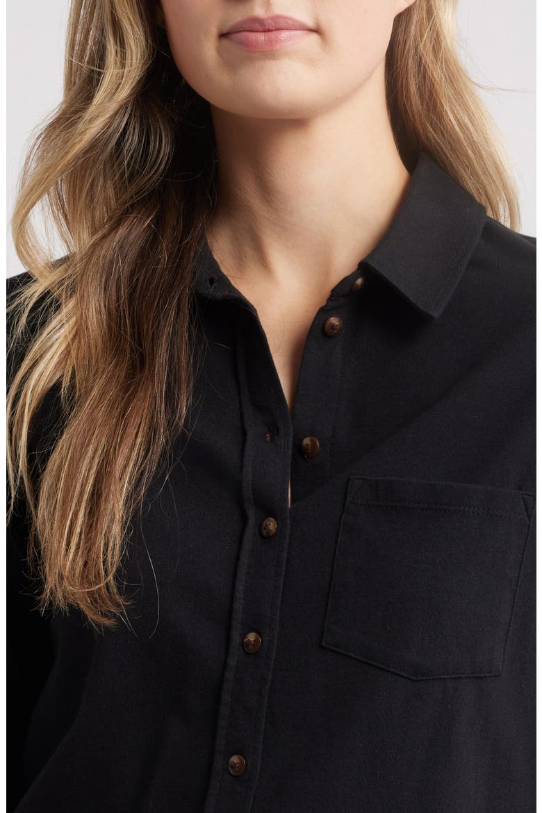 Knit Button-Up Shirt, Alternate, color, BLACK