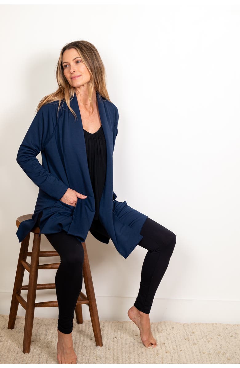 JJwinks BFF Open Front Lightweight Pocketed Cardigan, Alternate, color, Navy