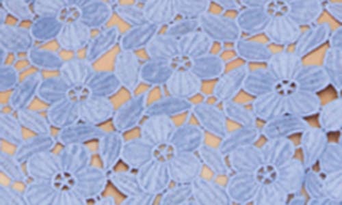 Milly Floral Geo Combo Lace Short Sleeve Top In Sky Blue