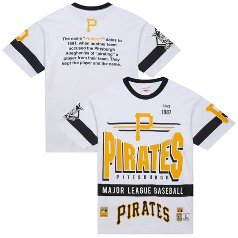 Men's Mitchell & Ness White Pittsburgh Pirates Cooperstown Collection Team Origins Premium T-Shirt