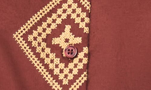 Vince Camuto Button-up Off The Shoulder Cotton Top In Brown