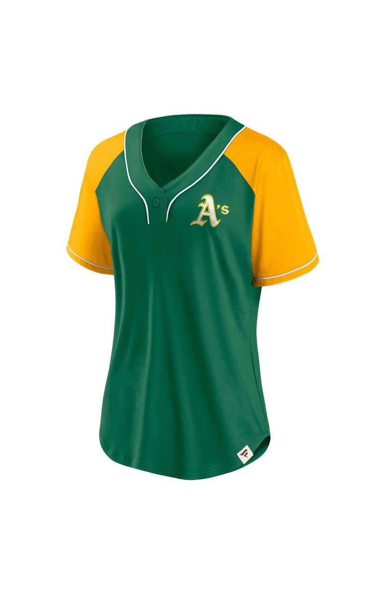FANATICS Women's Fanatics Green Oakland Athletics Cooperstown Collection Bunt Raglan V-Neck T-Shirt, Alternate, color, Green