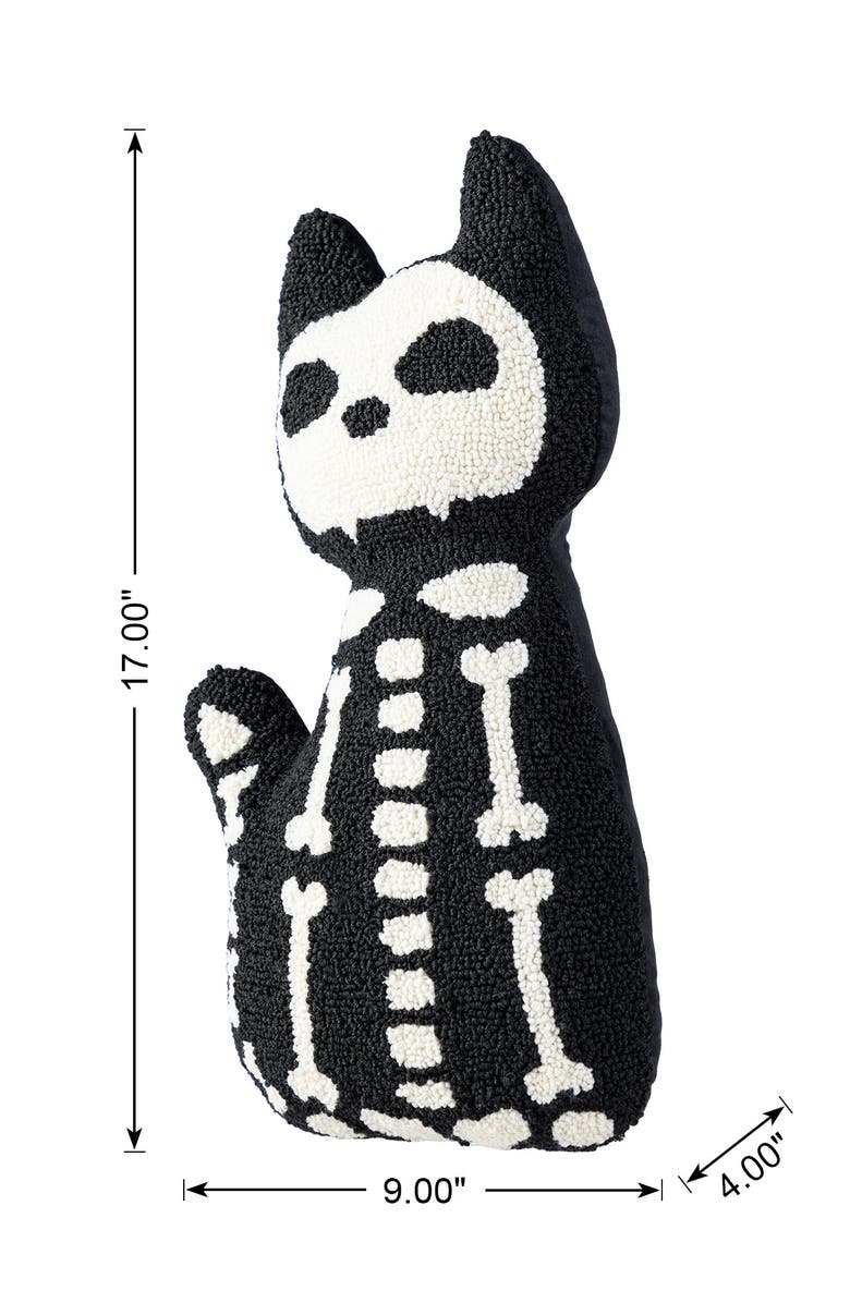 Glitzhome Halloween Hooked Ghost Skeleton Cat Shaped Pillow, Alternate, color, 