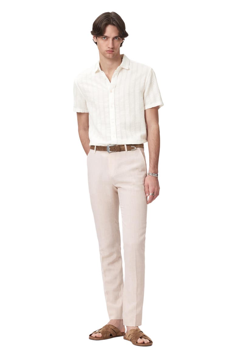 Carson Textured Short Sleeve Cotton Button-Up Shirt, Alternate, color, WHITE