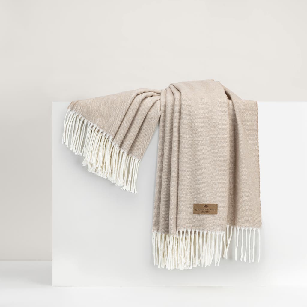Lands Downunder Dune Italian Herringbone Throw Blanket In Sand