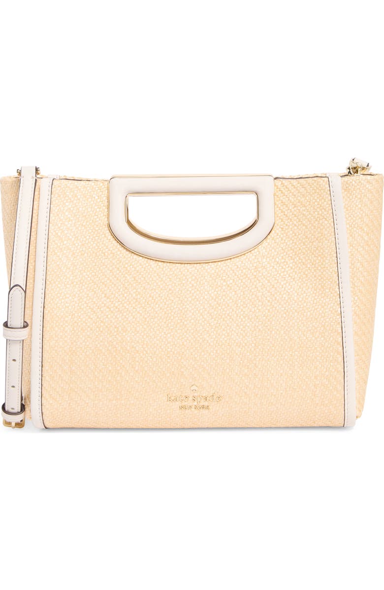 Kate Spade New York alexia straw crossbody clutch, Main, color, Parchment Multi