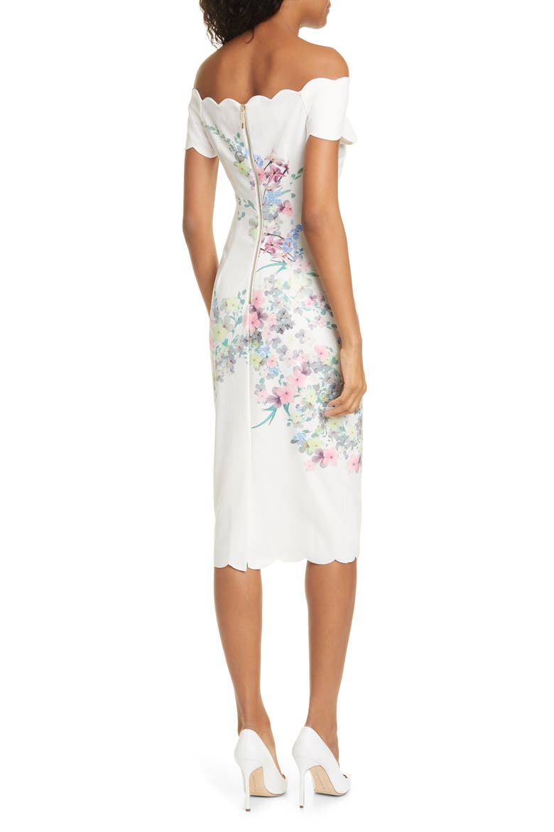 Trixiiy Pergola Floral Off the Shoulder Sheath Dress, Alternate, color, IVORY