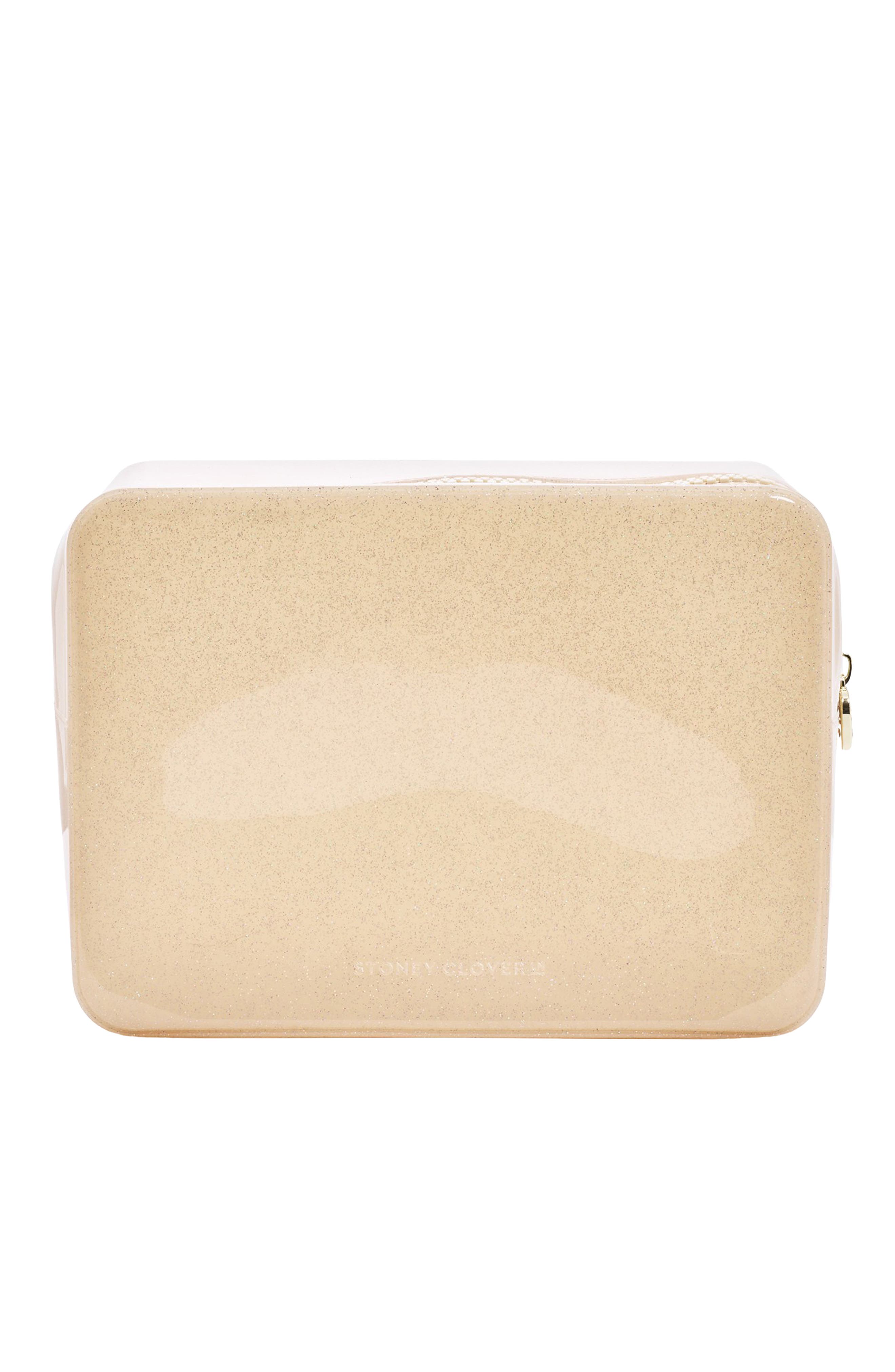 Large Sparkle Clear Pouch, Alternate, color, SAND