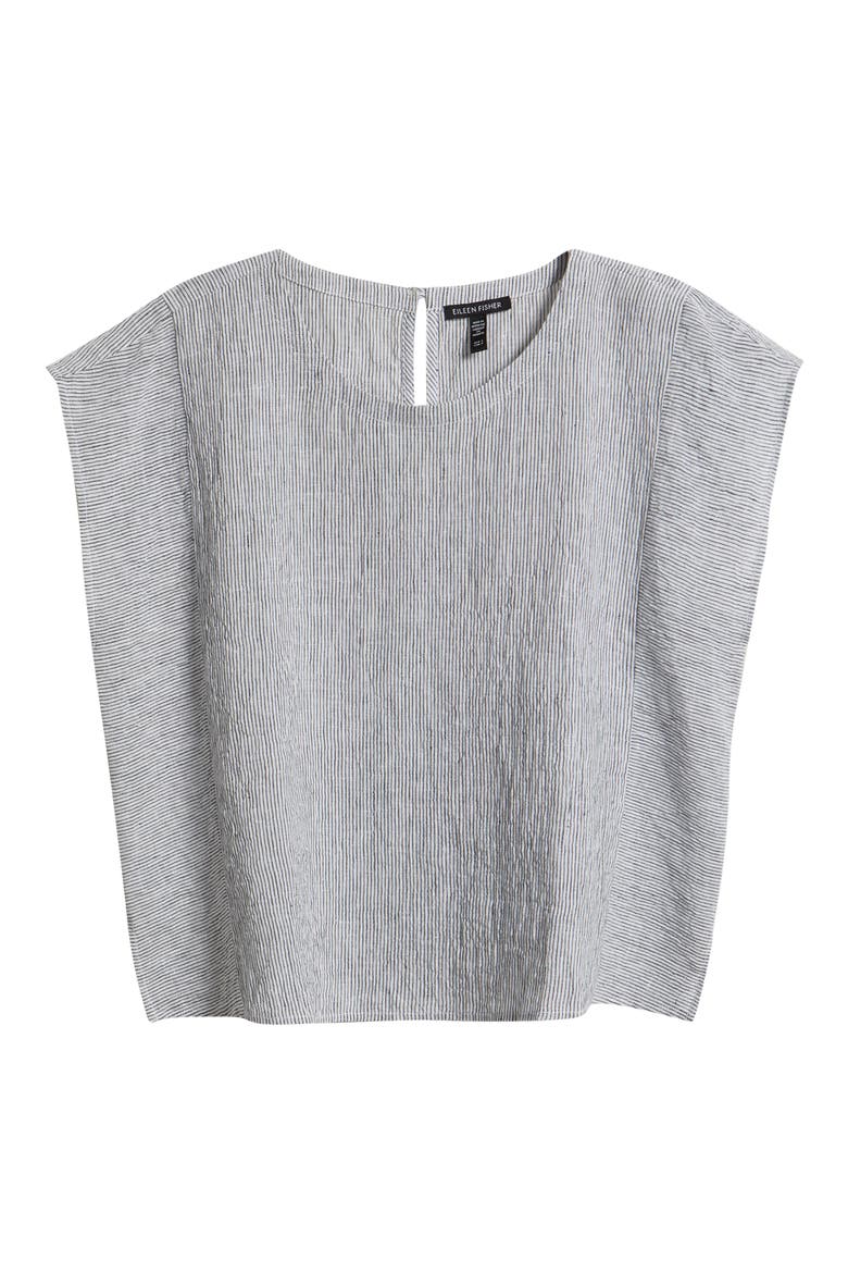 Organic Linen Square Top, Alternate, color, WHITE/ BLACK