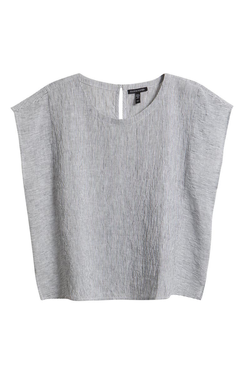 Eileen Fisher Organic Linen Square Top, Alternate, color, White/ Black