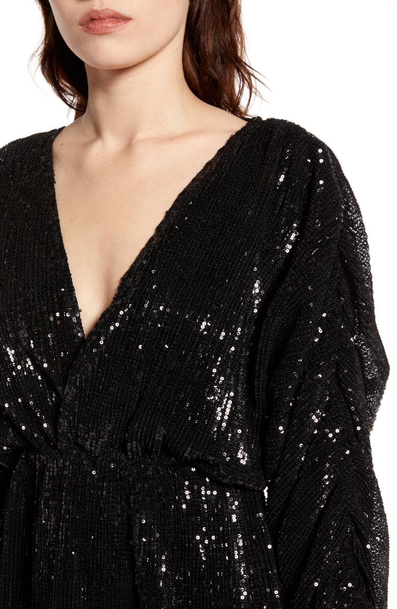 NA-KD Balloon Sleeve Sequin Dress, Alternate, color, 