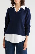 Gemma + Jane Layered Look V-Neck Sweater