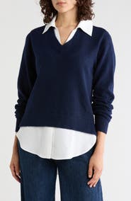 Gemma + Jane Layered Look V-Neck Sweater