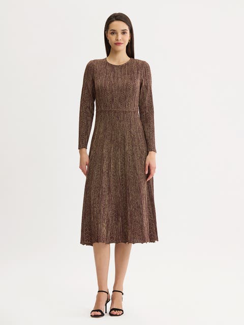 Fit & Flare Lurex Knit Maxi Dress
