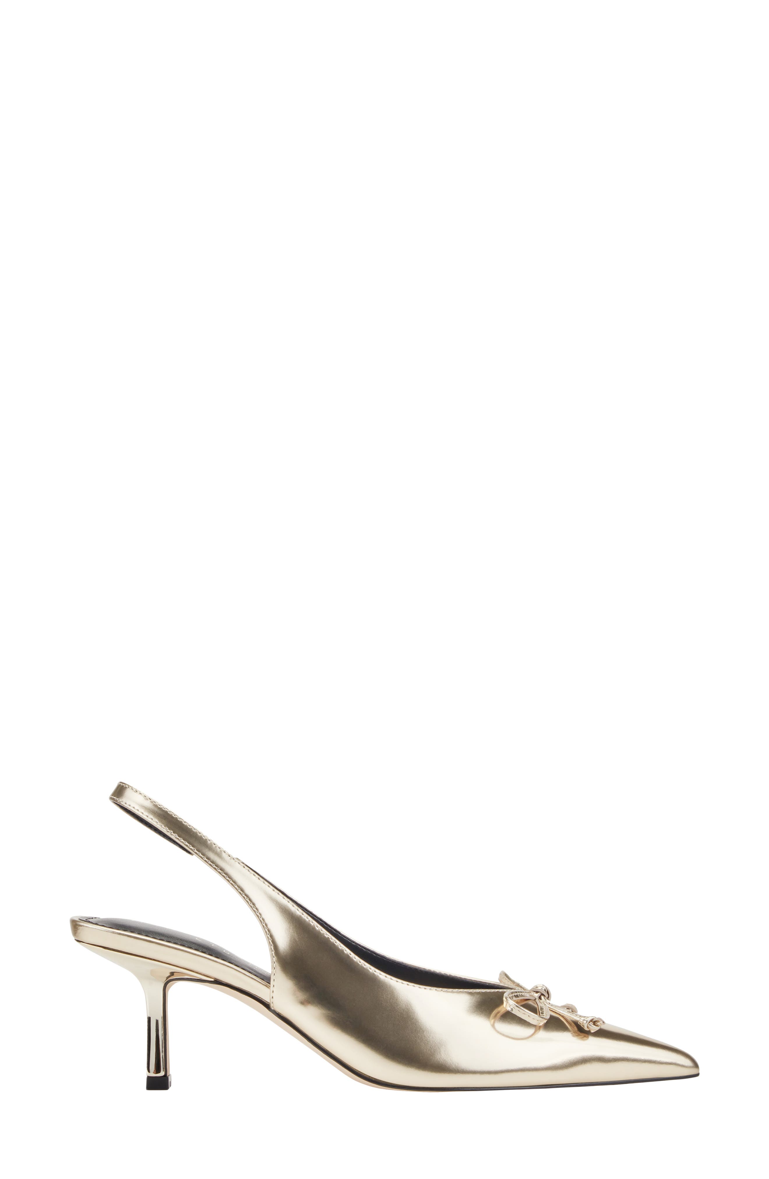 Gretel Slingback Pointed Toe Bow Pump, Alternate, color, GOLD