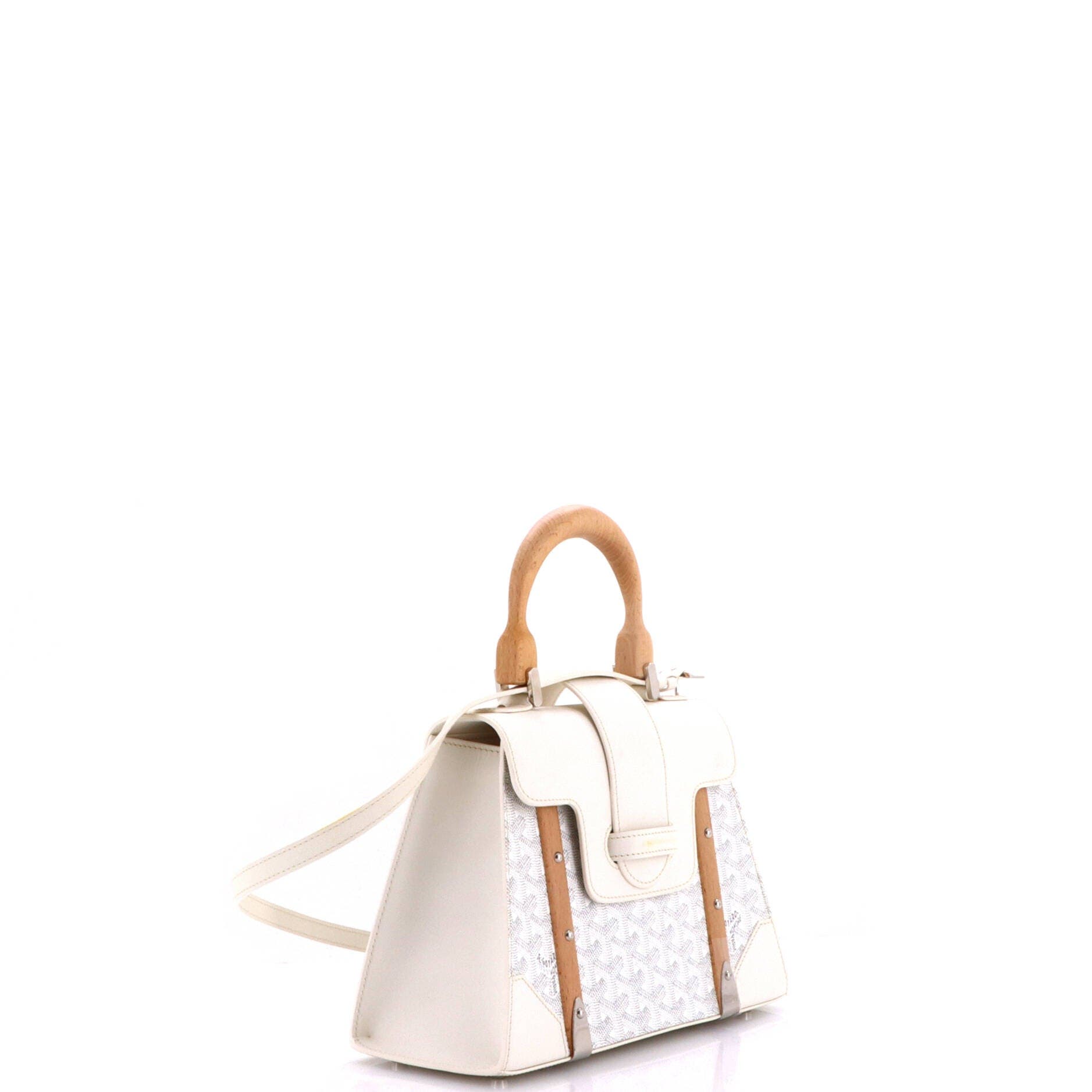 Saigon Top Handle Bag Coated Canvas with Leather PM, Alternate, color, White
