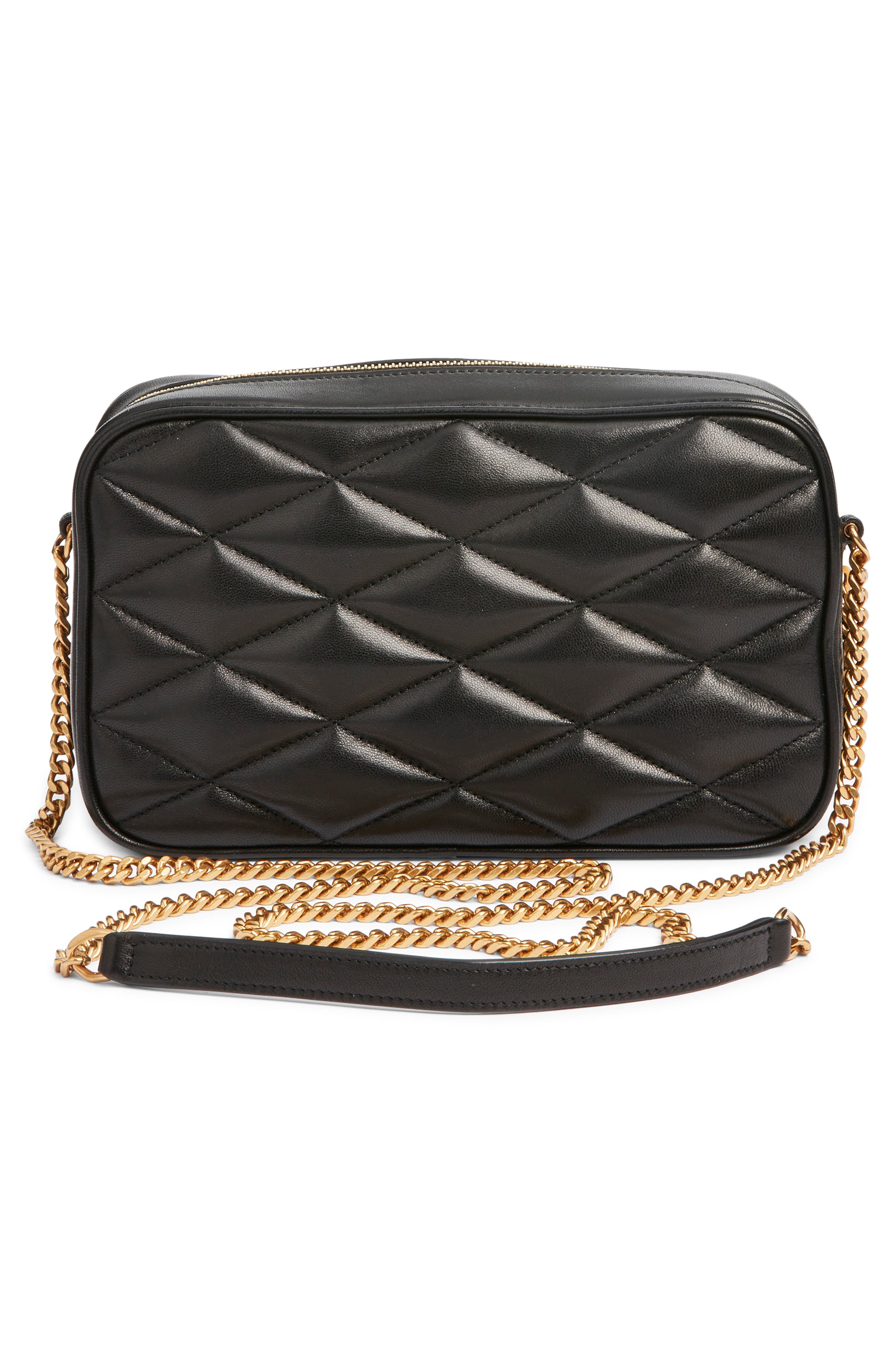 Saint Laurent Gaby Diamond Quilted Leather Camera Bag, Alternate, color, Noir