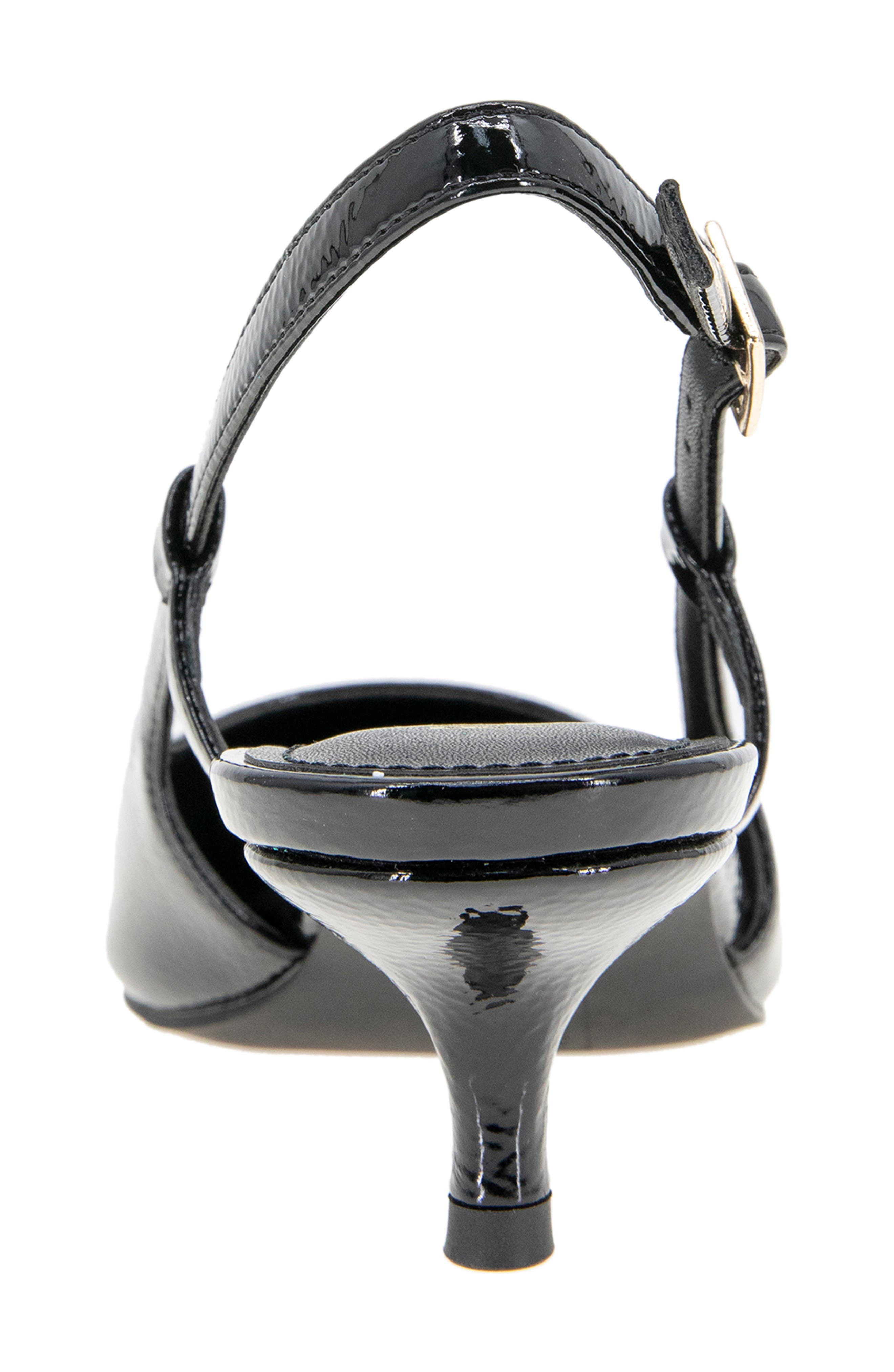 Reaction Kenneth Cole Maggie Kitten Heel Slingback Pump, Alternate, color, Black Crinkle Patent