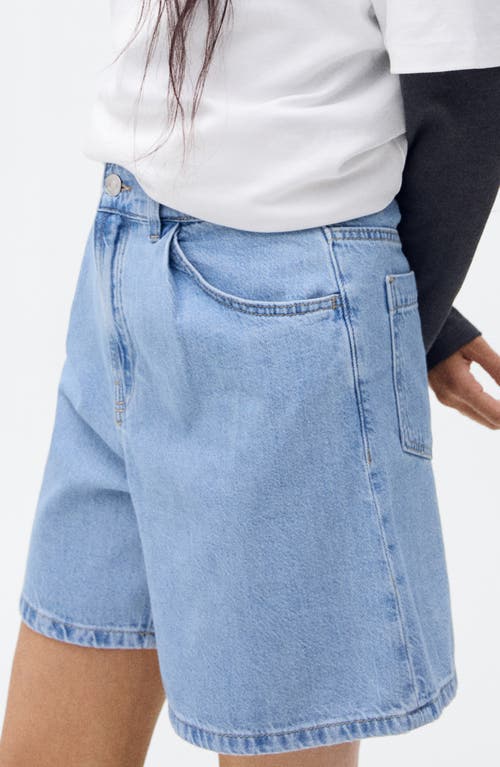 Mango High Waist Denim Shorts In Blue