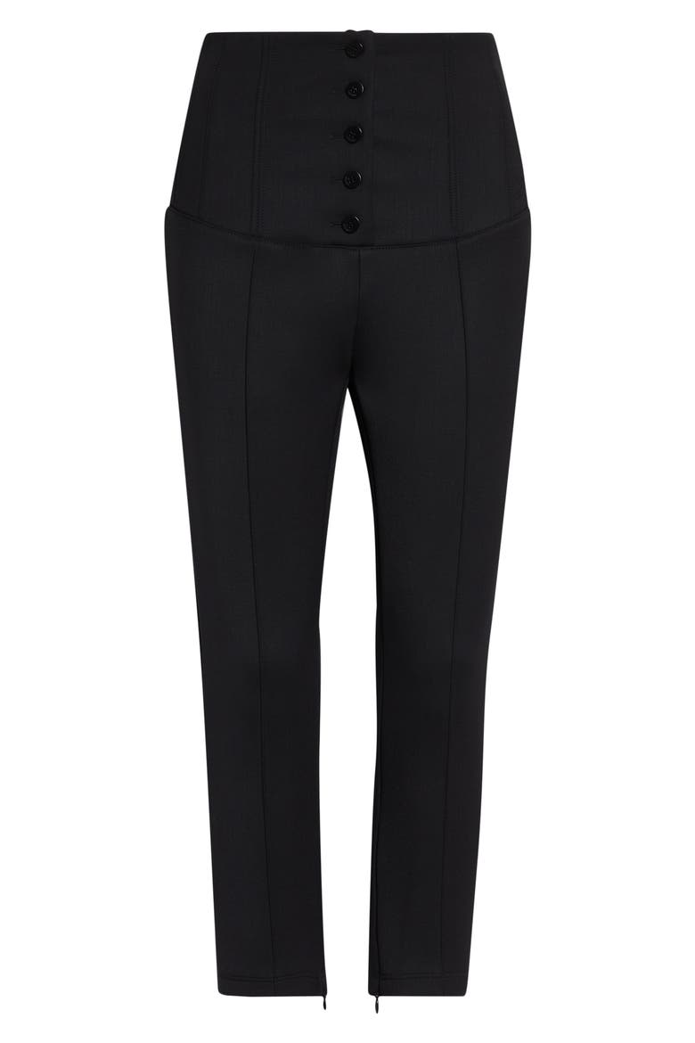 The Arlésien Stretch Blend Corset Capri Pants, Alternate, color, BLACK