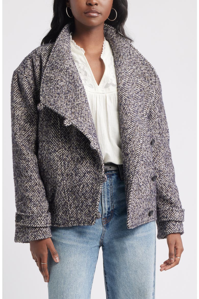 Herringbone Twill Jacket, Main, color, BROWN- BLUE TWEED