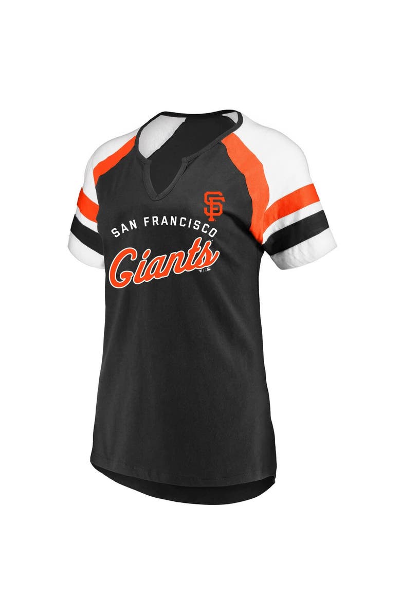 PROFILE Women's Profile Black San Francisco Giants Arched Notch Neck T-Shirt, Alternate, color, Black