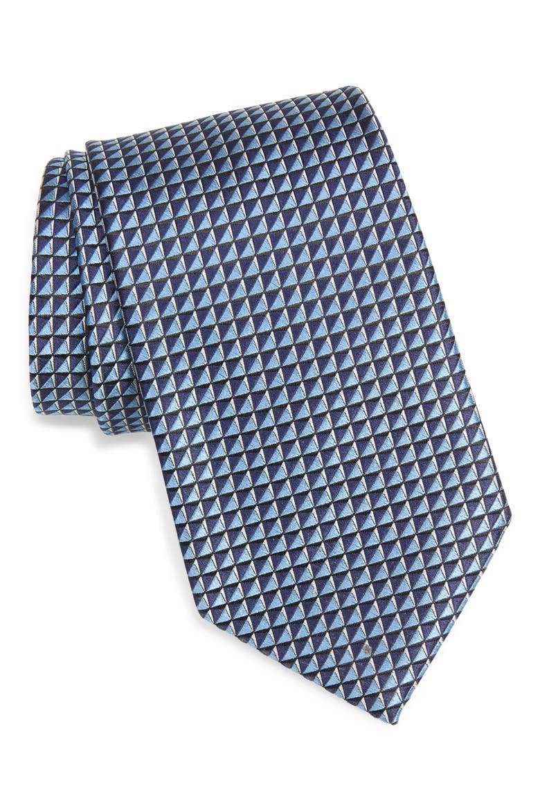 Microgrid Silk Tie, Main, color, LIGHT BLUE