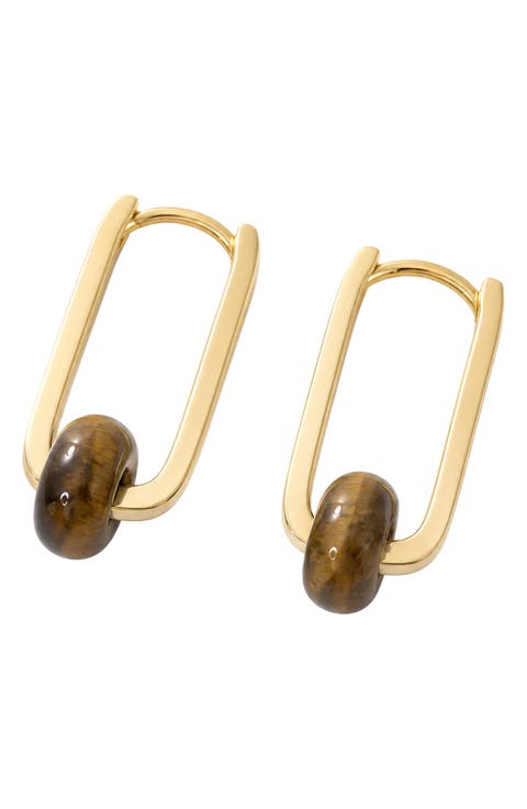 Tiger's Eye Huggie Hoop Earrings