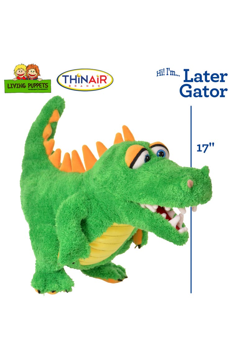 Later Gator The Green Alligator 17 Inch Plush Hand Puppet, Alternate, color, Green