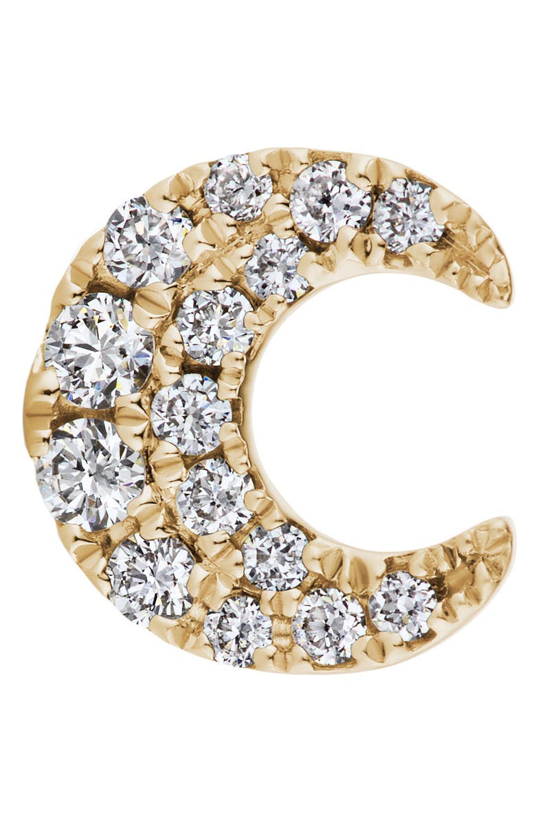 Maria Tash Diamond Moon Threaded Stud Earring, Main, color,