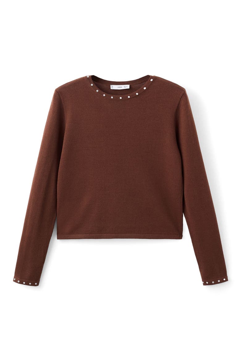 Studded Knit Sweater, Alternate, color, BROWN